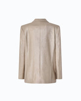 Double-breasted jacket in Metal Wool with jewel buttons - Beige | Pinko