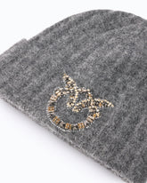 Wool beanie with jewelled Love Birds logo - Dark Grey | Pinko