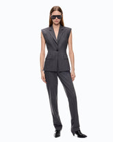 Pinstriped wool-blend vest - Multicolor Grey-Pink | Pinko