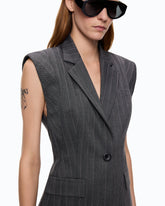 Pinstriped wool-blend vest - Multicolor Grey-Pink | Pinko
