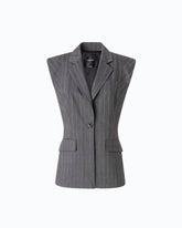 Pinstriped wool-blend vest - Multicolor Grey-Pink | Pinko