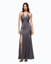 Long slip dress with front knot - | Pinko