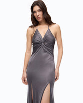 Long slip dress with front knot - | Pinko