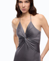 Long slip dress with front knot - | Pinko