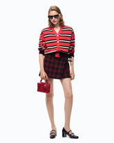 Wrap mini skirt with check pattern - | Pinko