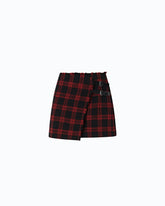 Wrap mini skirt with check pattern - | Pinko