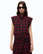 Tweed vest with check pattern - | Pinko