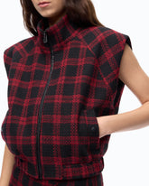 Tweed vest with check pattern - | Pinko