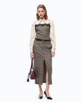 Check wool calf-length skirt - | Pinko