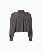 Karierte Cropped-Bluse mit Krawatte - | Pinko