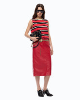 Nappa leather-effect pencil skirt - | Pinko