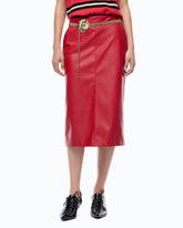Nappa leather-effect pencil skirt - | Pinko