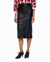Nappa leather-effect pencil skirt - | Pinko