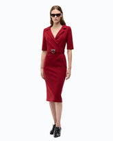 Slim-fit dress with Love Birds belt - | Pinko