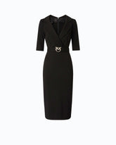 Slim-fit dress with Love Birds belt - Black | Pinko