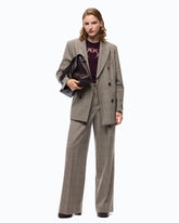 Wide-leg check trousers - Multicolor Beige-Bordeaux-Black | Pinko