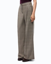 Weite Hose mit Karomuster - Mehrfarbig Beige-Burgunder-Schwarz | Pinko
