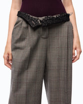 Weite Hose mit Karomuster - Mehrfarbig Beige-Burgunder-Schwarz | Pinko