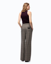 Weite Hose mit Karomuster - Mehrfarbig Beige-Burgunder-Schwarz | Pinko