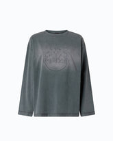 Faded-effect sweatshirt with Love Birds logo - | Pinko