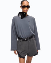 Faded-effect sweatshirt with Love Birds logo - Black | Pinko