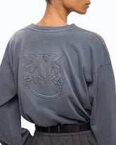 Faded-effect sweatshirt with Love Birds logo - Black | Pinko