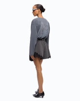 Faded-effect sweatshirt with Love Birds logo - Black | Pinko