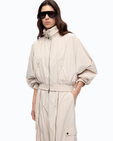 Oversized blouson jacket with drawstring - Beige | Pinko