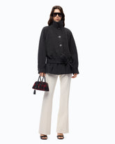 Wool-blend pea coat with high neck and belt - | Pinko