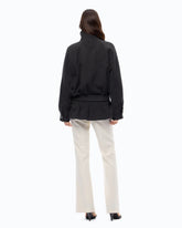 Wool-blend pea coat with high neck and belt - | Pinko