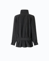 Wool-blend pea coat with high neck and belt - | Pinko