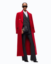 Long double-breasted coat in wool-blend fabric - Red | Pinko