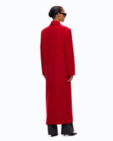 Long double-breasted coat in wool-blend fabric - Red | Pinko