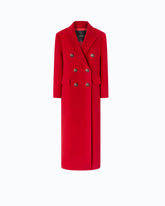 Long double-breasted coat in wool-blend fabric - Red | Pinko
