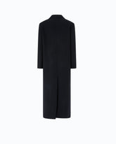 Long double-breasted coat in wool-blend fabric - Black | Pinko