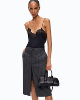 Calf-length dress with pinstriped skirt - | Pinko