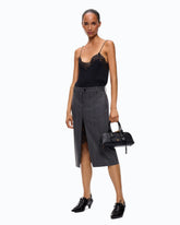 Calf-length dress with pinstriped skirt - Multicolor Grey-Pink | Pinko