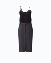 Calf-length dress with pinstriped skirt - Multicolor Grey-Pink | Pinko