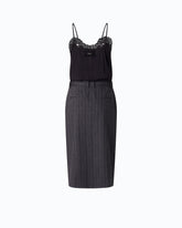 Calf-length dress with pinstriped skirt - Multicolor Grey-Pink | Pinko