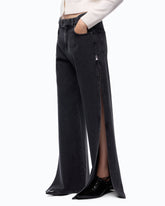 Wide-leg jeans with side slits - Black | Pinko