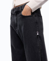 Wide-leg jeans with side slits - Black | Pinko