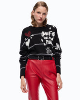 Quiet Is The New Punk merino wool sweater - Multicolor Black-Grey-White | Pinko