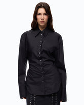 Slim-fit shirt with drawstring - | Pinko