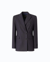Double-breasted slim-fit wool-blend jacket - | Pinko