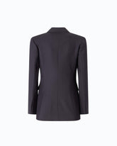 Double-breasted slim-fit wool-blend jacket - Dark Blue | Pinko