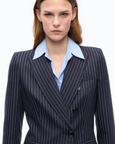 Pinstriped wool-blend jacket - | Pinko