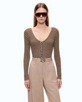Striped wool-blend Henley sweater - | Pinko