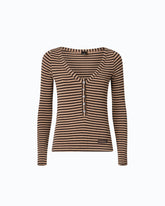 Striped wool-blend Henley sweater - | Pinko