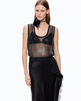Mesh-effect vest top with rhinestones - | Pinko