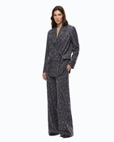 Wide-Leg-Hose mit Leopardenmuster und Micro-Strass - | Pinko